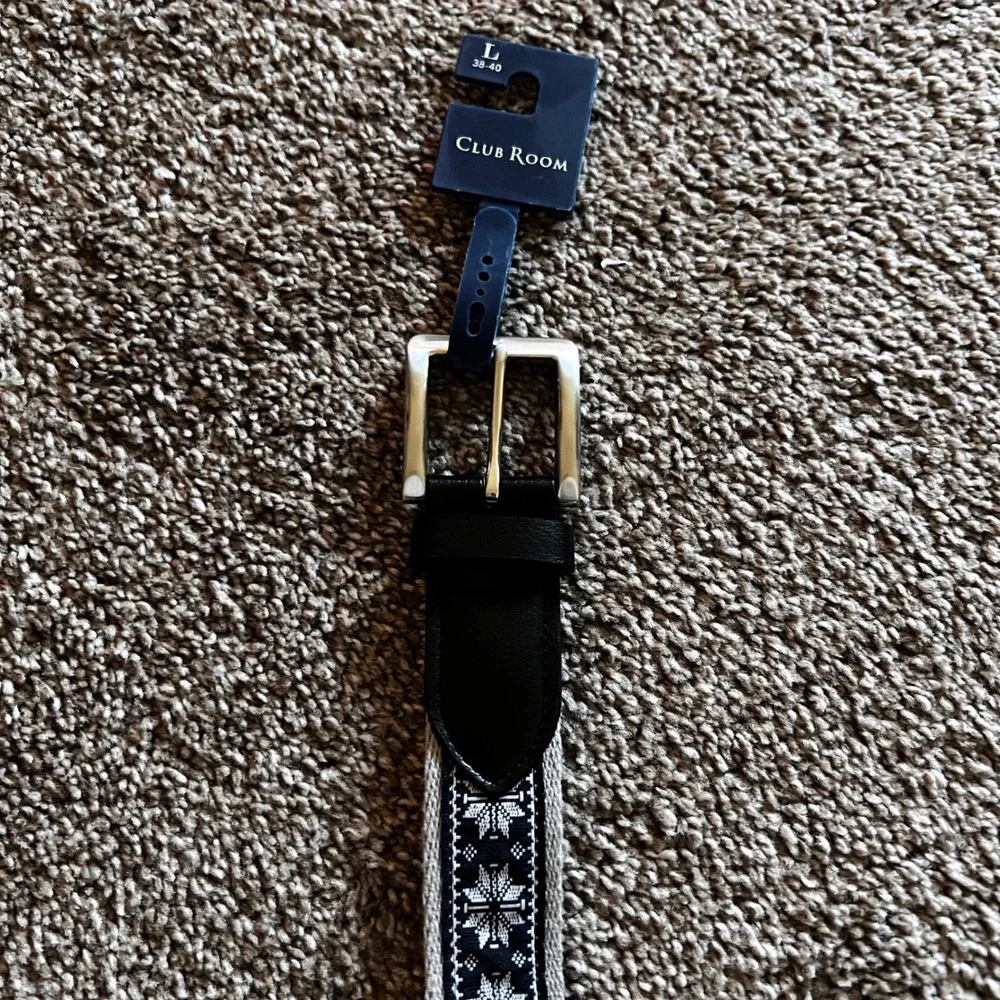 Club Room Snowflake Belt‎ Fair Isle Pattern Casual Belt Large 36-40